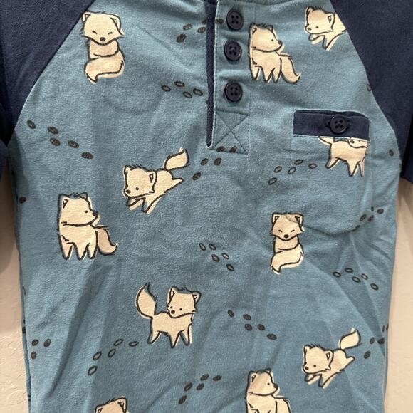 Maxomorra Blue Foxes Raglan Long Sleeve Shirt - Picture 3 of 6